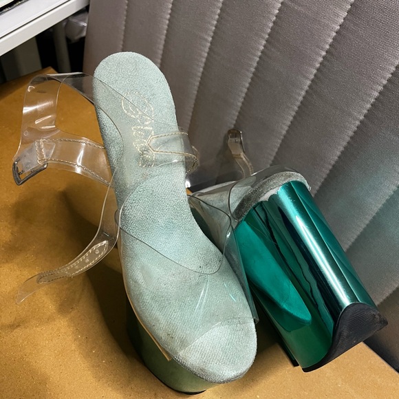 Teal Pleaser Platform High Heels - Picture 2 of 2
